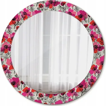 Zrcadlo Kulaté Zrcadlo do Obýváku Nástěnné Růžové vlčí máky 70cm