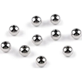 Korálek Korálky z nerezové oceli Ø6 mm, barva platina