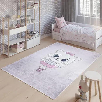 Koberec Dětský koberec Emma Kids - roztomilá kočička - růžový Rozměr koberce: 80x150 cm