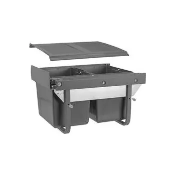 Odpadkový koš GTV Koš na tříděný odpad na pojezdu H45 2x15 l pro skříňky 450 mm, antraci