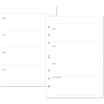 Kancelář Fleppi Náplň do diáře - Kalendář nedatovaný, týden/2 stranu, horizontální, čistý Vyberte velikost náplně: A5 - 4 dírky
