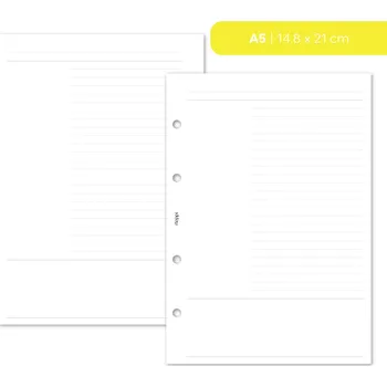 Náplň do diáře Fleppi Náplň do diáře - poznámkové listy Cornell Style Vyberte velikost náplně: A5 - 4 dírky