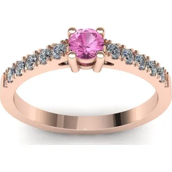 Prsten Prsten s růžovým safírem a brilianty PZB21001 Materiál: Červené zlato 14kt, Velikost: 55