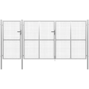brána vidaXL Marketos Zahradní brána ocelová 400 x 150 cm stříbrná