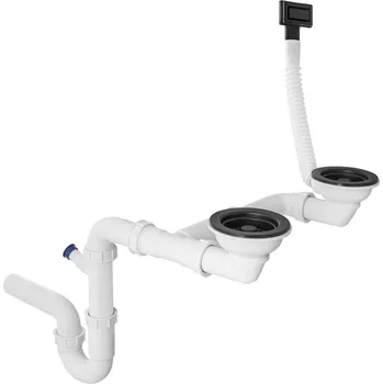 Sifon Gamma Gamma, 2-komorový manuální sifon s obdélníkovým přepadem, černá, GMA-1M21ZBKLB