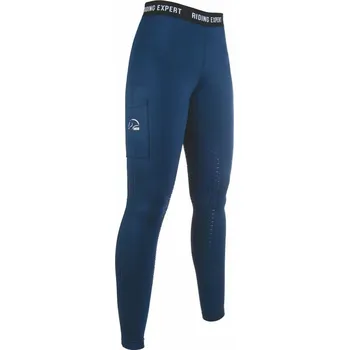 Jezdecké kalhoty Jezdecké legíny HKM Graz Style se silikonovým sedem, tmavě modrá/neonově korálová, Dětské - 134/140