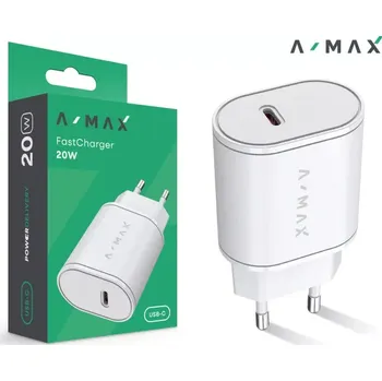 Aligator A-MAX PD 20W USB-C – rychlá síťová nabíječka, bílá (bez kabelu) (Síťová nabíječka Aligator A-MAX PD 20W USB-C – ultra rychlé nabíjení pro telefony, tablety a další zařízení – bílá)