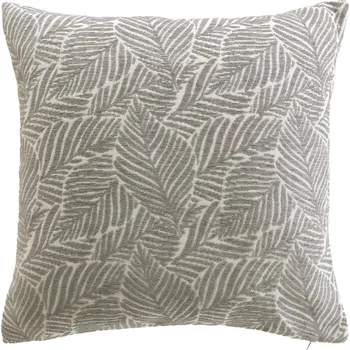 Polštář Douceur d'intérieur Dekorační polštář, žakárový vzor listů, 40 x 40 cm, šedý