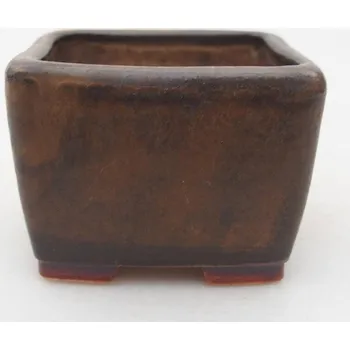 Květináč Keramická bonsai miska 6,5 x 6,5 x 4,5 cm hnědá 150950