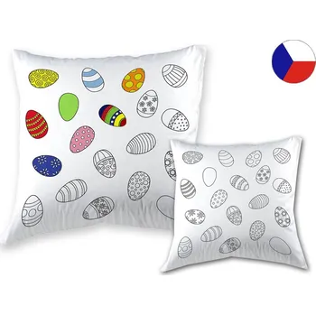 Povlak na dekorativní polštářek Dětský saténový povlak na polštář 40x40 GOLA Velikonoce omalovánky + voskovky