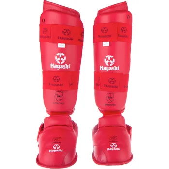 Chránič holeně pro bojový sport Chrániče holení a nártů Hayashi WKF - červená, 343-4N XS