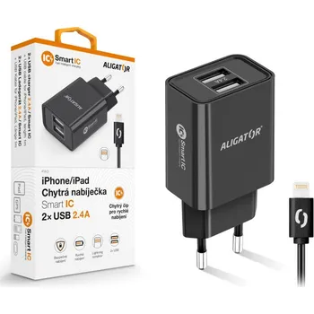 ALIGATOR Nabíječka ALIGATOR, iPhone/iPad, 2xUSB výstup, smart IC, černá