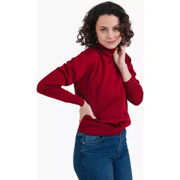 Dámský svetr Dámský vlněný rolák Merino Vínová XS