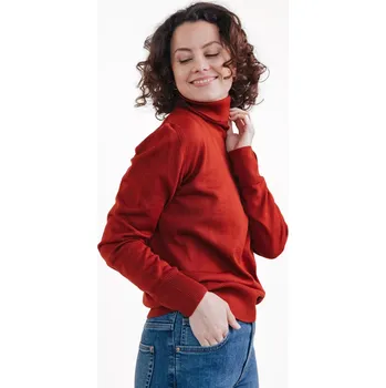 Dámský svetr Dámský vlněný rolák Merino Skořicová XXL