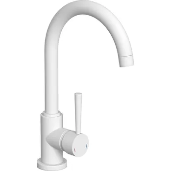 Vodovodní baterie Kuchyňská baterie CORNWALL, kuchyňská baterie s funkcí úspory energie, kuchyňská baterie, dřezová baterie bílá matná | 79161
