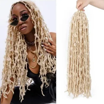 Barva na vlasy Blond Color Butterfly Locs Háčkované vlasy 24 palcové 6balení předem smyčkované Nízká váha a měkká