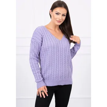 Dámská mikina Tkaný svetr s výstřihem do V, fialová - Univerzální