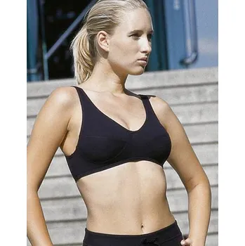 Podprsenka Dámská podprsenka sportovní, bez kostice, šité, jednobarevné 97017P - tm. šedá - S