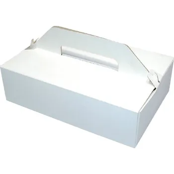 Jednorázové nádobí Krabice dortová, na zákusky 27x18x10cm bílá - 50 ks