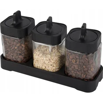 Household 3dílná sada na kávu a koření se lžičkou / Černá