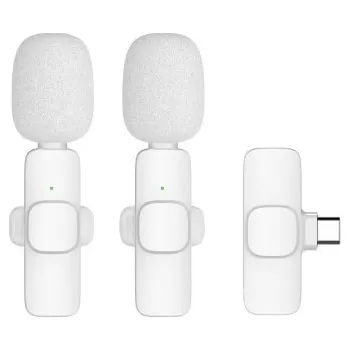 Mikrofon Externí mikrofon 2v1 pro mobilní telefon, typ C, barva bílá