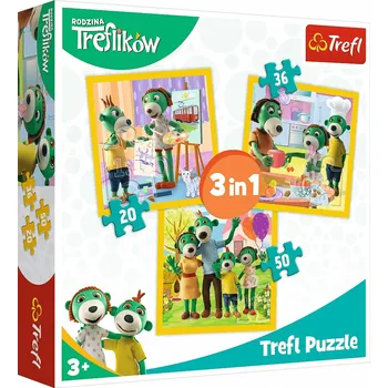 Puzzle Puzzle Trefl 106 dílků TREFL PUZZLE 3v1 RODINA TREFLIKŮ TREFLINKA 106EL