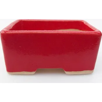 Květináč Keramická bonsai miska 9 x 7 x 4,5 cm červená 153251