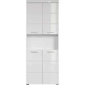 Koupelnový nábytek trendteam Koupelnová vysoká skříňka Amanda White Melamin/Bílý vysoký lesk Hluboká zásuvka 73 x 190 x 31 cm | 139310501