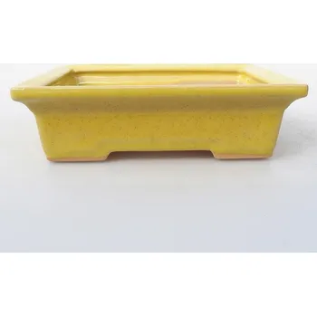 Květináč Keramická bonsai miska 13 x 10 x 3,5 cm žlutá 132172