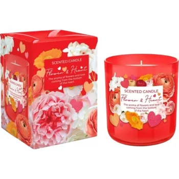 Svíčka Svíčka vonná ve skle 150g, Flower and Heart
