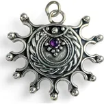Drakkaria DEVANA, slovanský sluneční stříbrný přívěsek s ametystem, Ag 925, 17 g