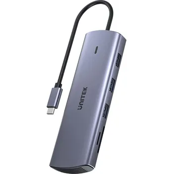 USB hub Unitek Hub 9v1 USB C Gigabit Ethernet HDMI VGA 3x USB A čtečka karet PD 100W