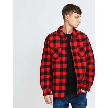 Pánská větrovka Bunda Urban Classics Padded Check Flannel Shirt Red/ Black S