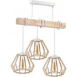 BERGE LED závěsné stropní svítidlo, dřevěný trám, 3xE27, loft, brilantní dřevo - bílá