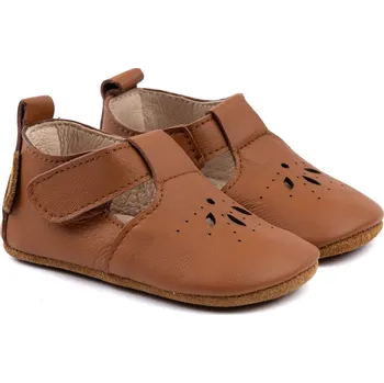 Dětská sálová obuv Dětské bačkůrky kožené capáčky hnědé Cognac Mikk-Line 20012 Velikost: 18-24m