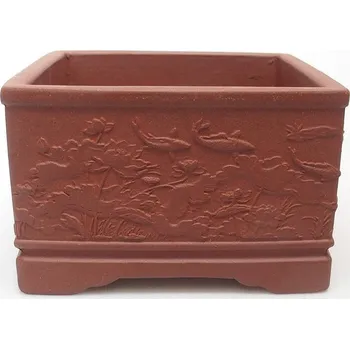 Květináč Bonsai miska 13 x 13 x 8 cm cihlová 96279