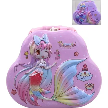 Pokladnička Pokladnička kabelka 3D mořská panna dětská plechová kasička 2 barvy