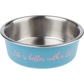 850ml, Ø17,2cm TIAKI miska z nerezové oceli "Better With A Cat"