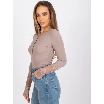 Dámská tunika Dámská halenka s dlouhým rukávem v béžové barvě RV-
