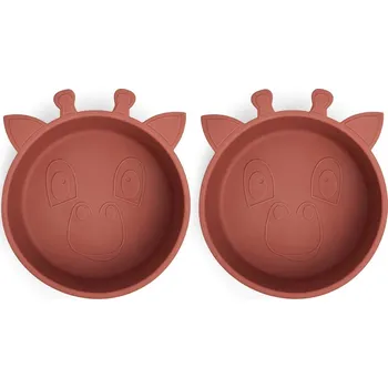 Nuuroo Alex Giraf silikonová miska 2 ks, Mahogany