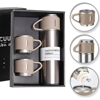 Household Designová termoska se 3 šálky 500 ml / Krémová