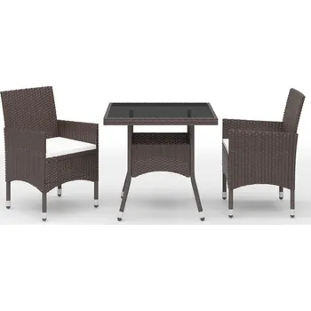 3dílný zahradní jídelní set hnědý polyratan a sklo Hnědá3058311
