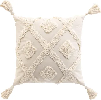 Dekorativní polštářek Douceur d'intérieur Polštář s třásněmi a tuftovaným vzorem, 40 x 40 cm, INCA