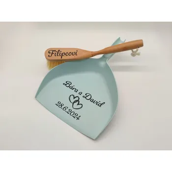 Svatební smetáček s lopatkou D-decor - světle modrá