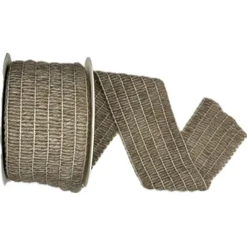 Stuha Stuha vlněná NATUR WOOL BRAUN 60mm x 6m natur A (16,50Kč/m) (Dekorační stuha vlněná, oboustranná, bez drátku v okrajích)