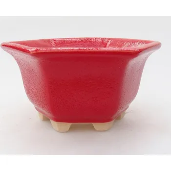 Květináč Keramická bonsai miska 11 x 10 x 5,5 cm červená 150329