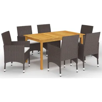 7dílný zahradní jídelní set hnědý Hnědá3067768