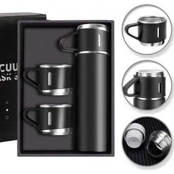 Household Designová termoska se 3 šálky 500 ml / Černá matná