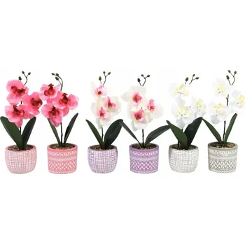 umělá květina UMĚLÁ ORCHIDEJ V KVĚTINÁČKU O PRŮMĚRU 28 CM