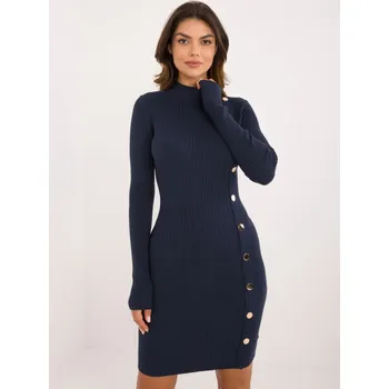 Dámské šaty Elegantní modré šaty s dlouhým rukávem AT-